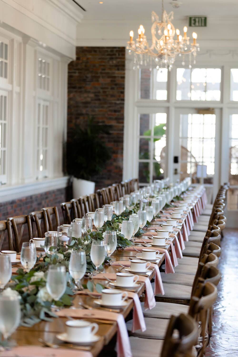 A special gathering set up at the Great Lawn Loggia at The Historic Cavalier Hotel.