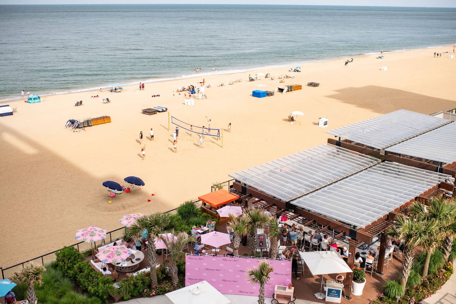 An aerial image of the Cavalier Resort's Sunday Rose Beach Party