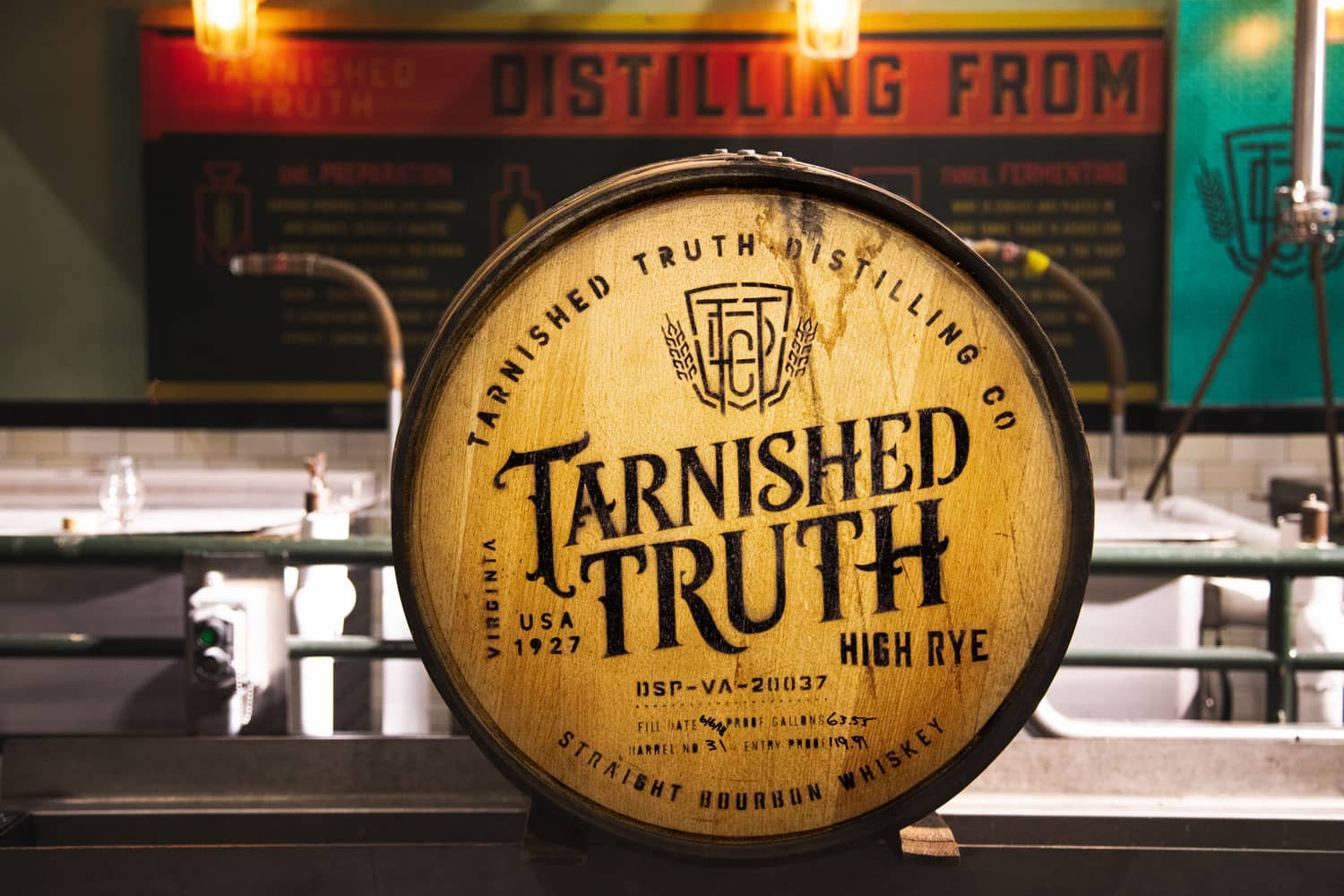 Whiskey barrel at Tarnished Truth Distilling Company