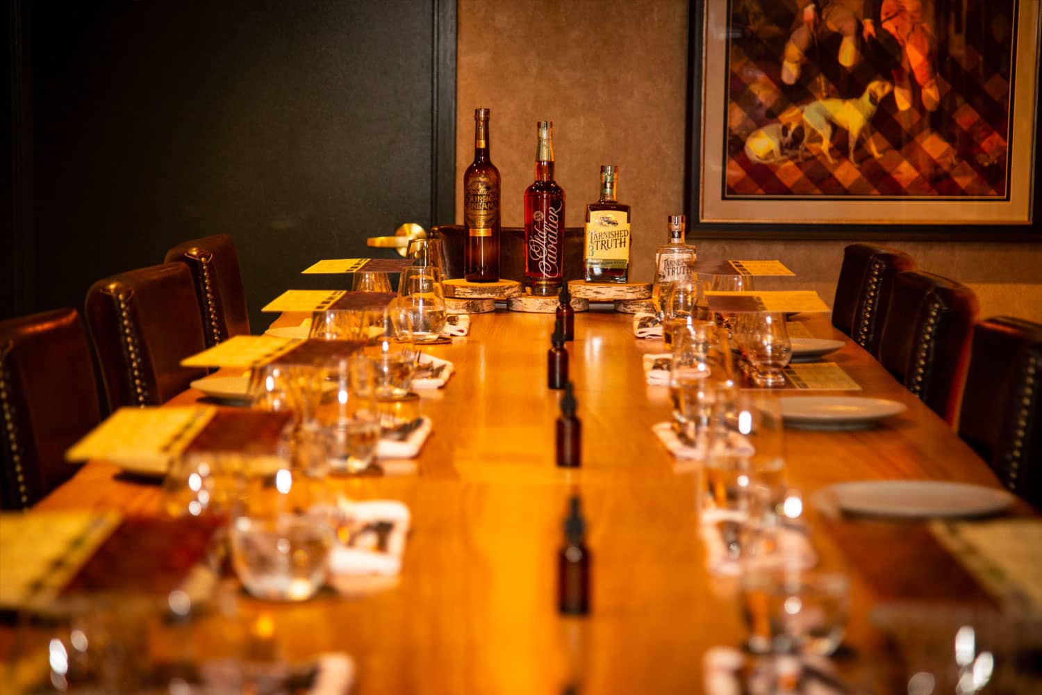 The private tasting room at Tarnished Truth Distilling Company