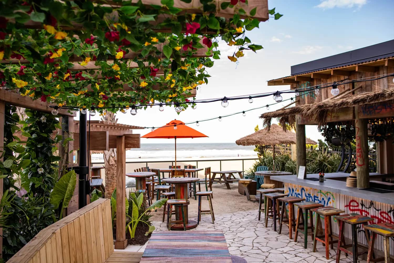 Outdoor dining space at Tacos-N-Tequila