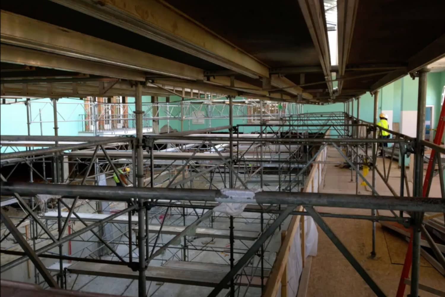 A picture of the indoor pool restoration after the Cavalier Associates began renovations.