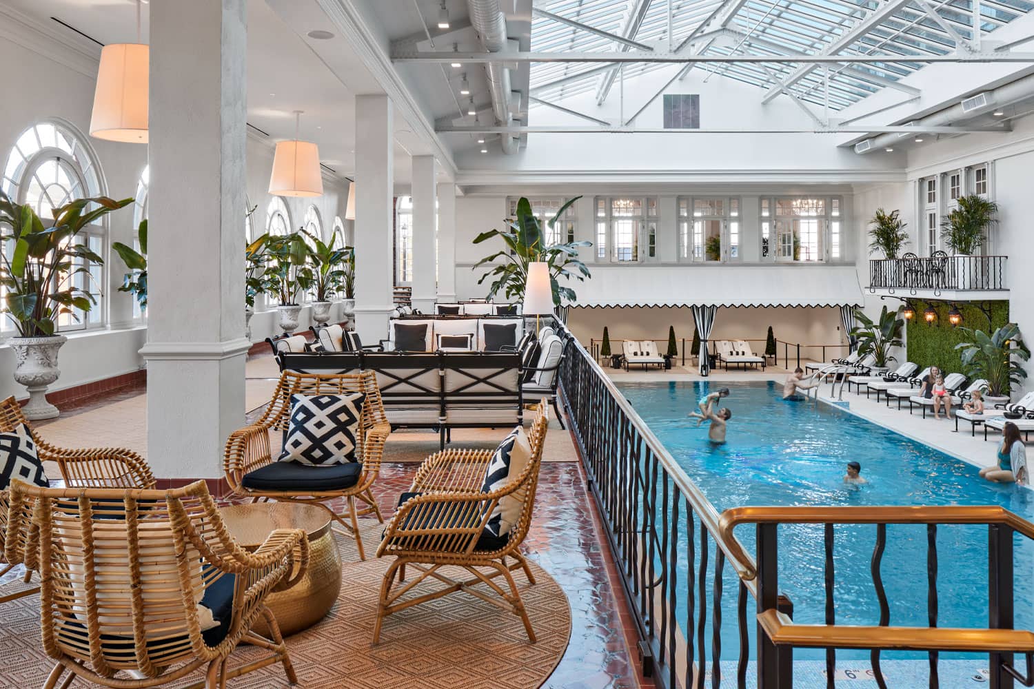 The indoor pool at The Historic Cavalier Hotel