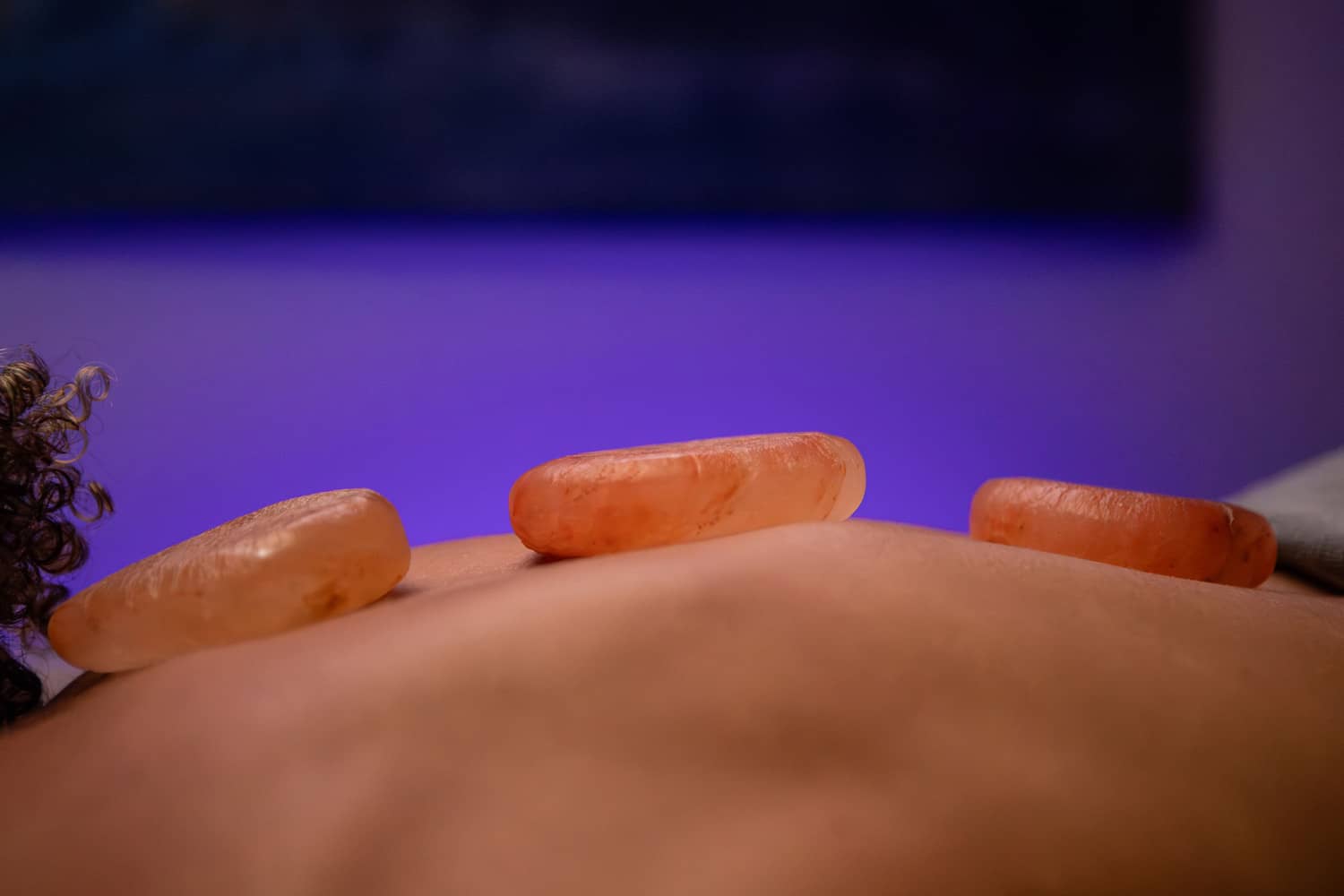 A closeup view of hot stone treatments at SeaHill Spa