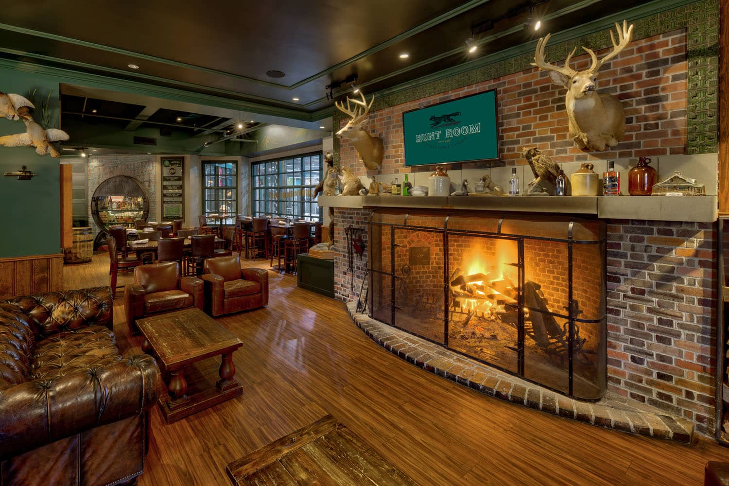 The interior dining room inside the Hunt Room at The Historic Cavalier Hotel