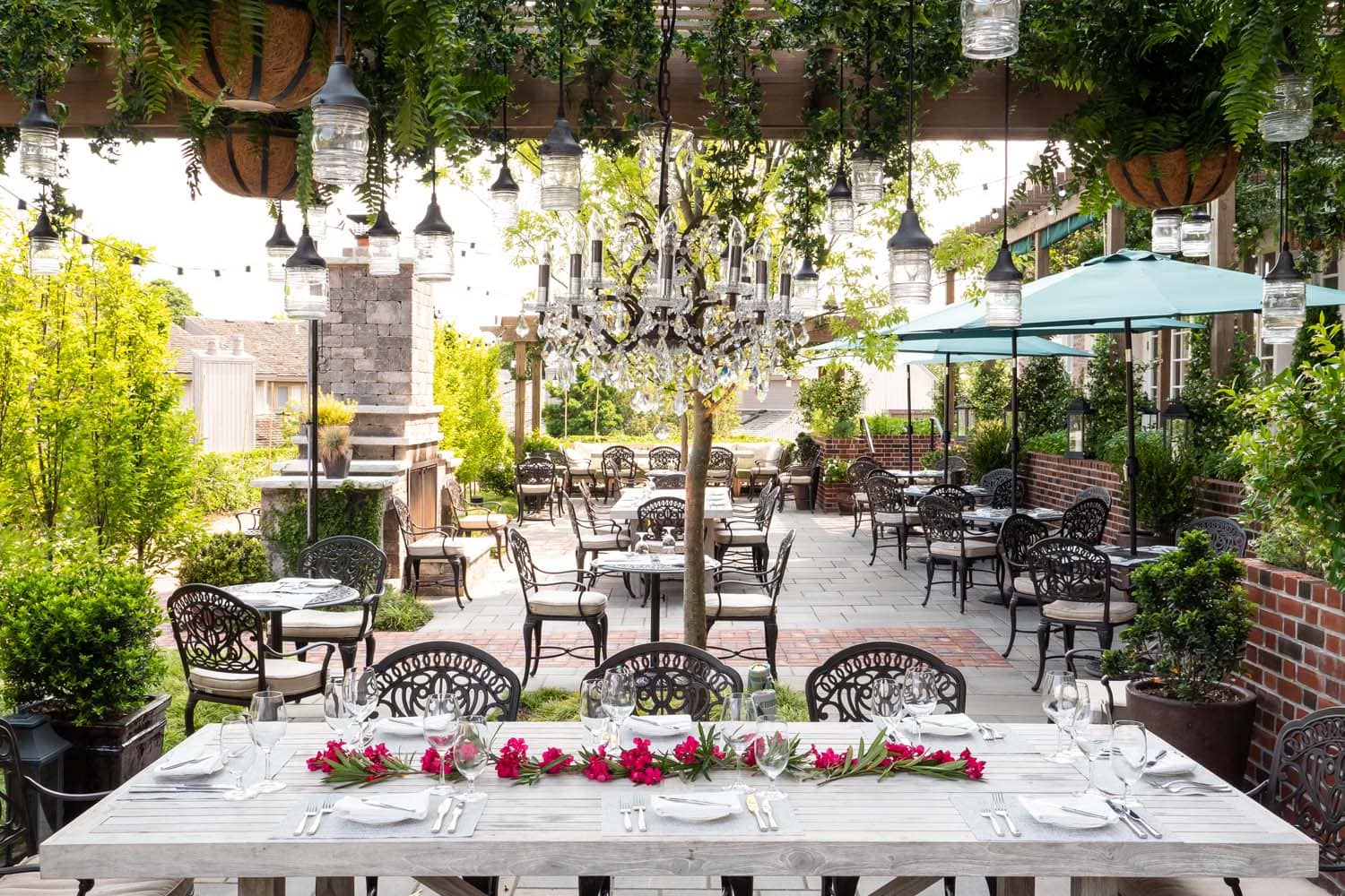 The exterior garden patio outside of Becca Restaurant & Garden