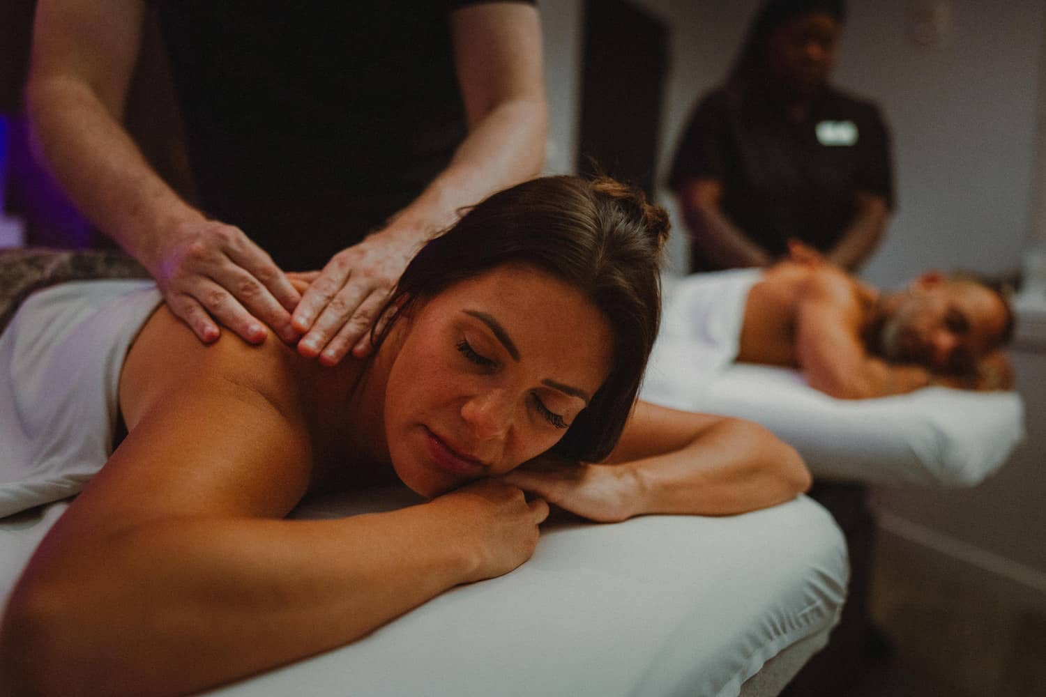A woman receiving a massage at SeaHill Spa