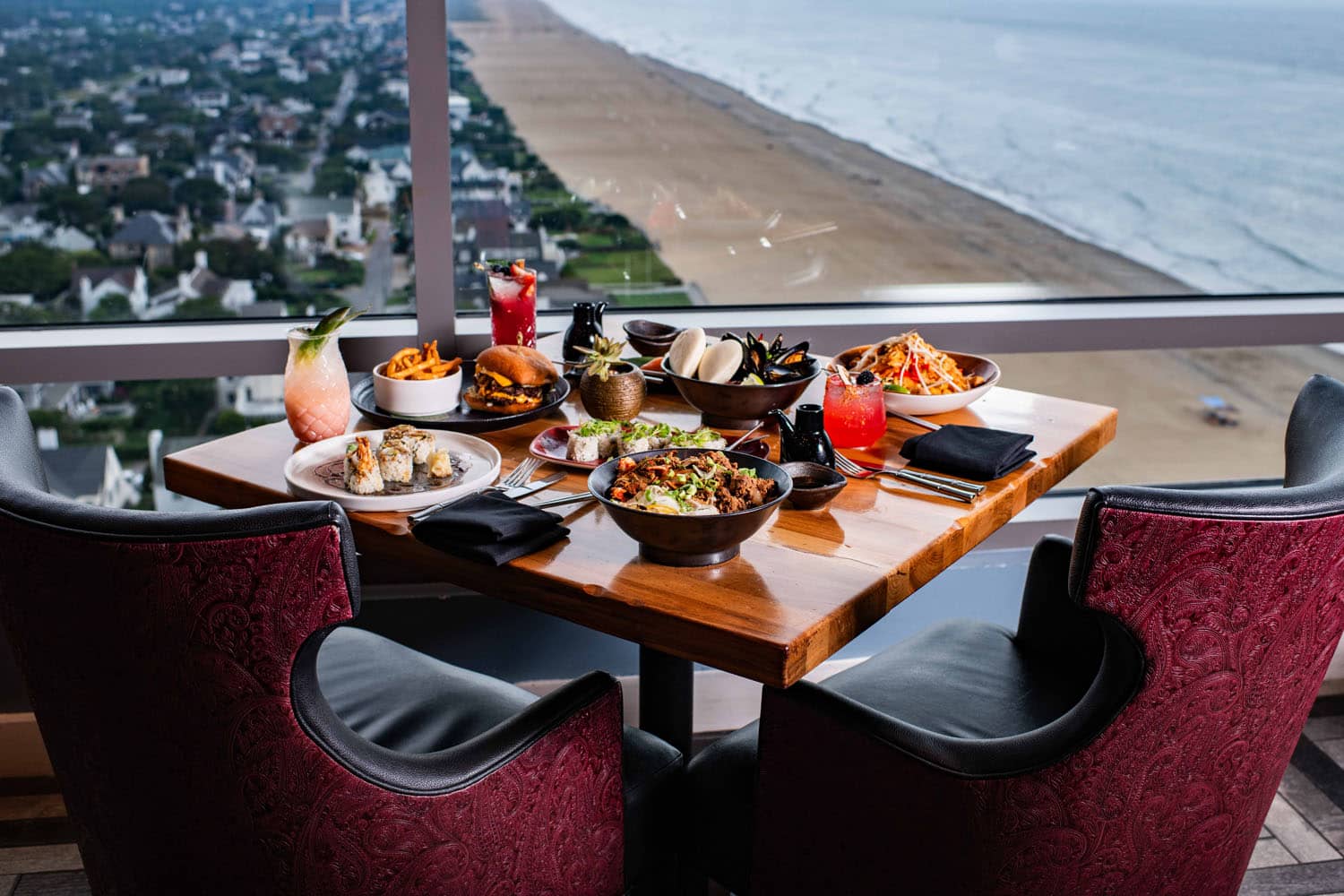 A sample of dishes on a table at Orion's Roof