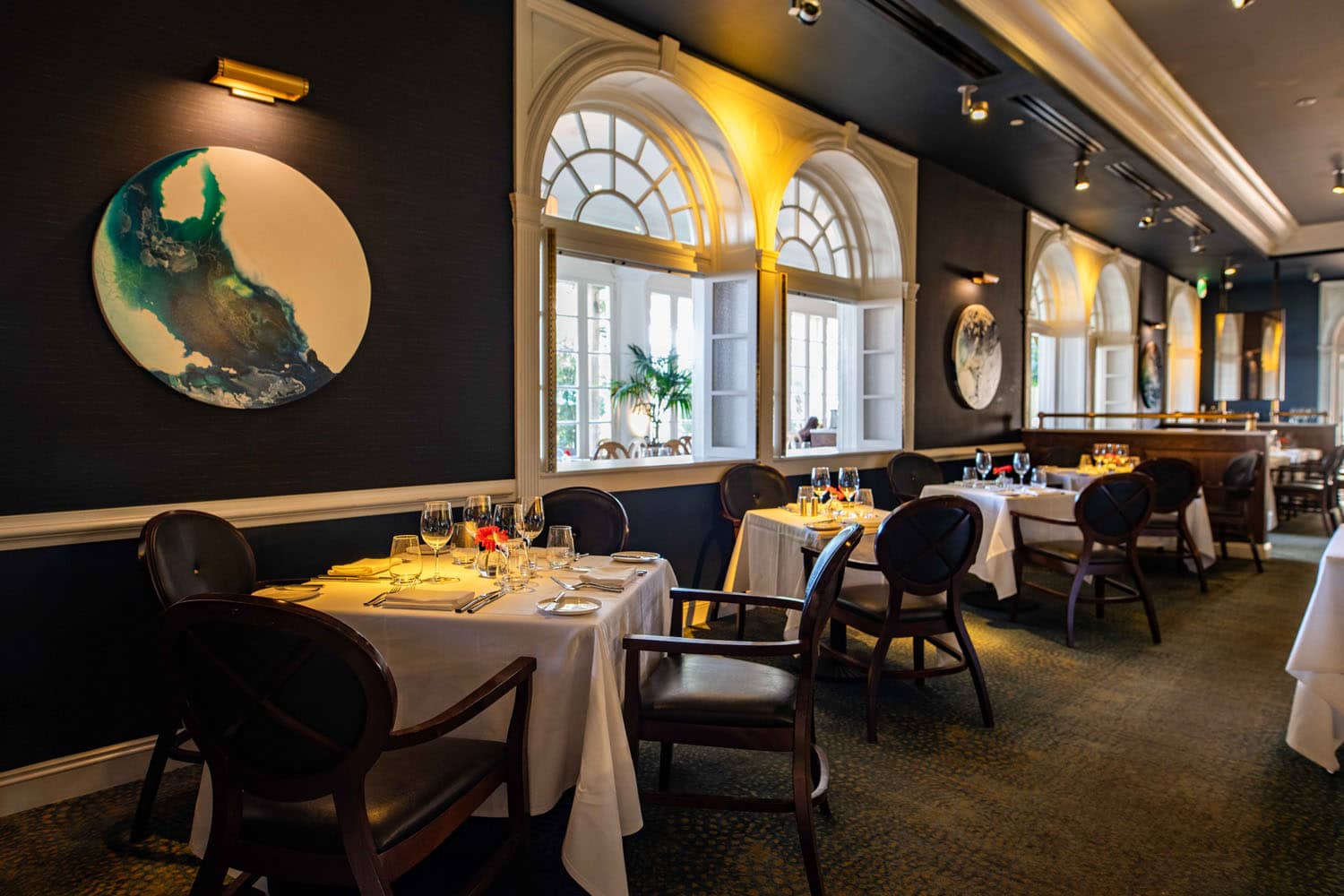 The interior dining room inside Becca Restaurant & Garden