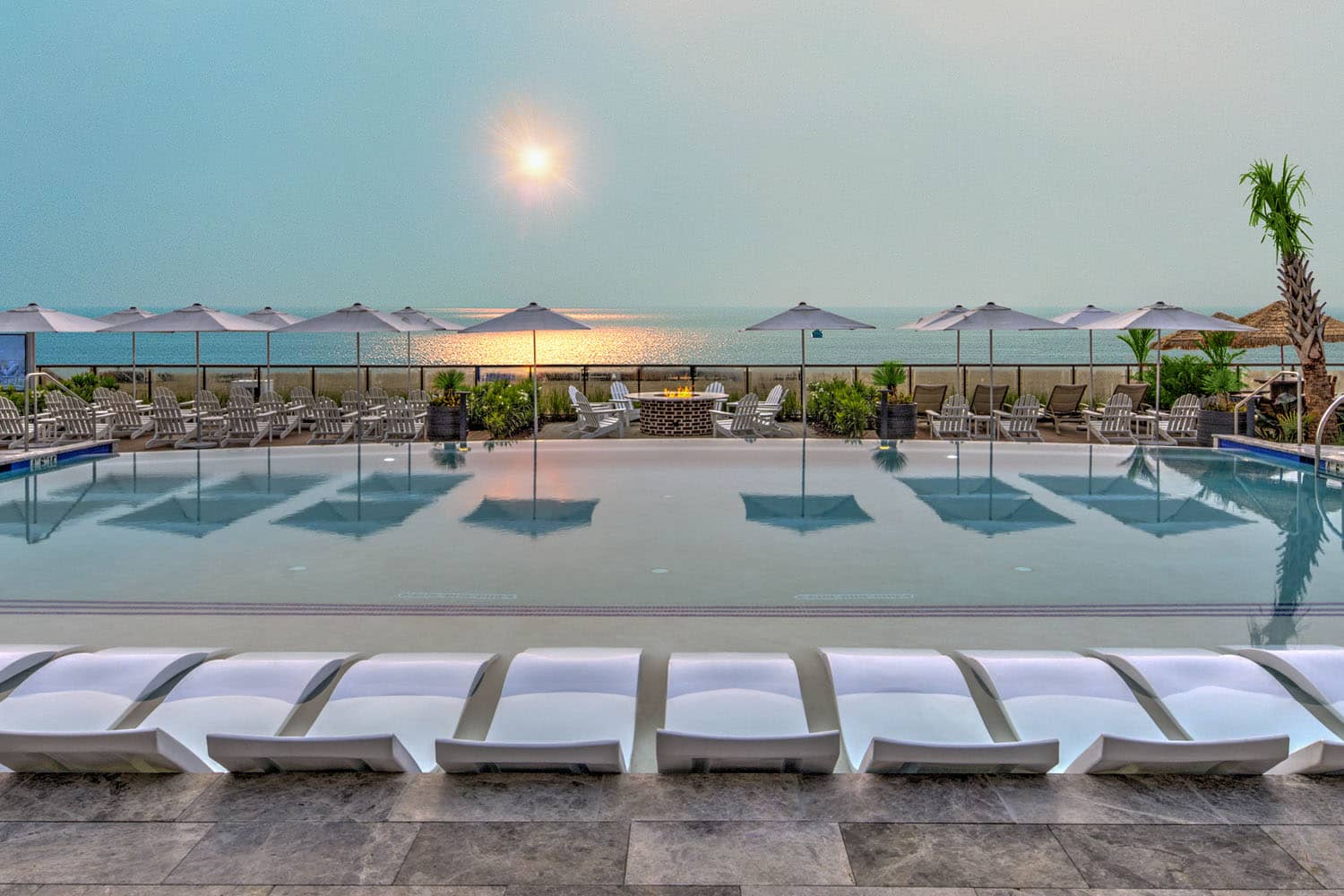 The outdoor pool at the Embassy Suites Virginia Beach Oceanfront Resort