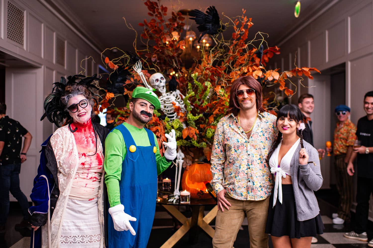 Hotel guests dressed in Halloween costumes at The Historic Cavalier Hotel