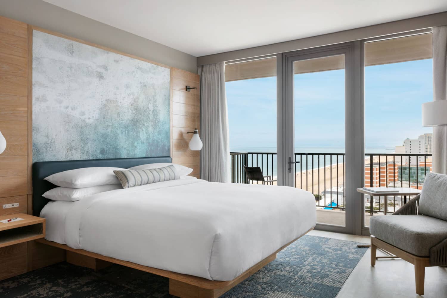 An interior guest room at the Marriott Virginia Beach Oceanfront Resort