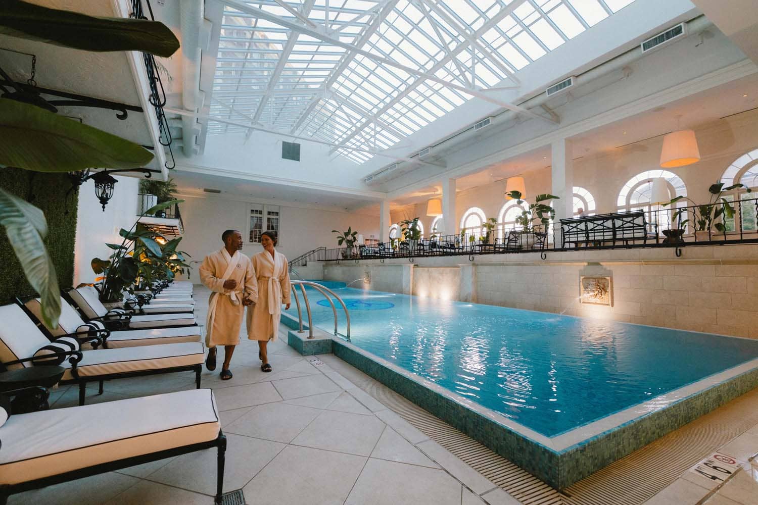 The indoor pool inside The Historic Cavalier Hotel
