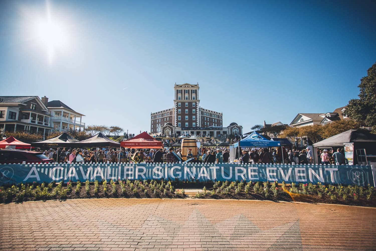 A bourbon festival event outside The Historic Cavalier Hotel
