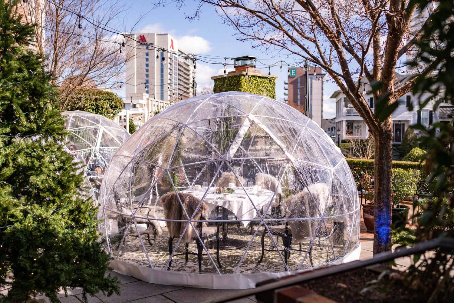 An outdoor igloo at Becca Restaurant & Garden