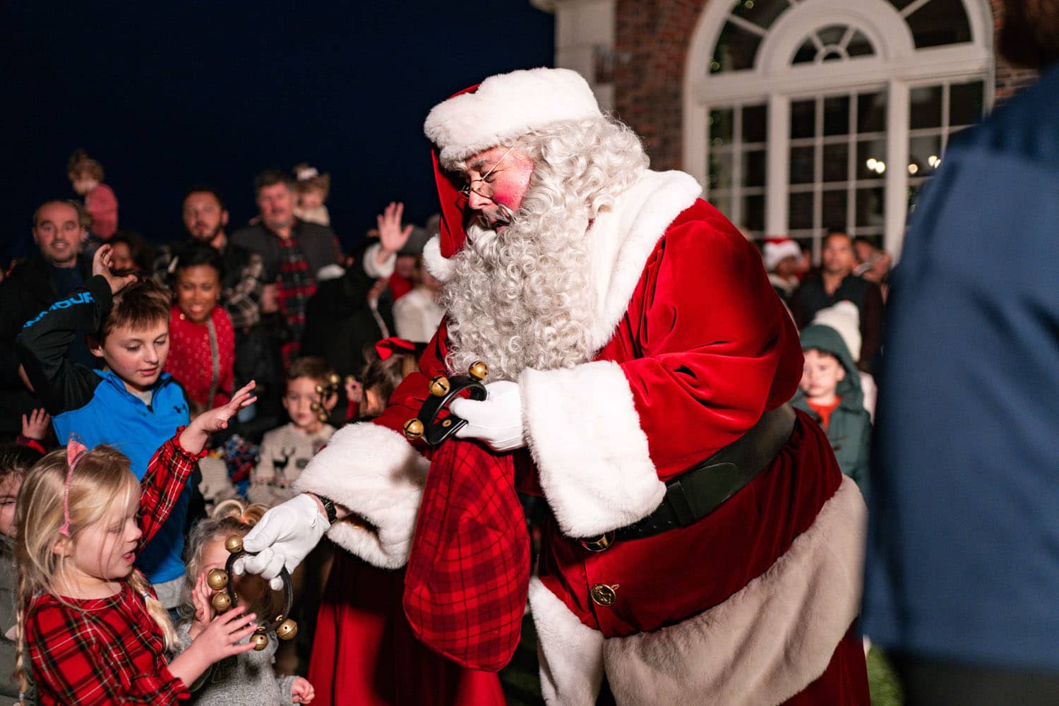 Santa greeting guests at The Historic Cavalier Hotel