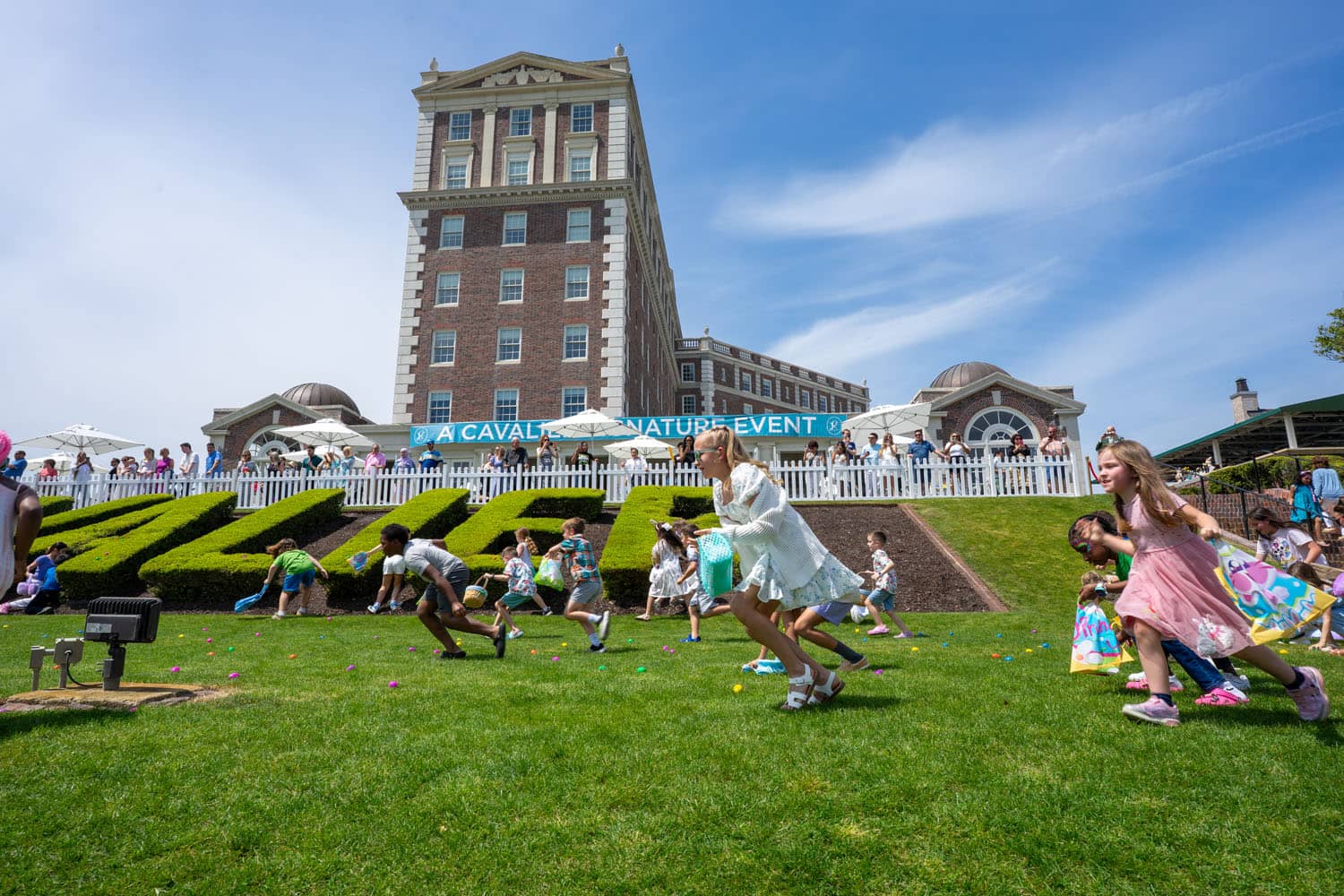 An Easter Egg hunt on The Historic Cavalier Hotel Great Lawn