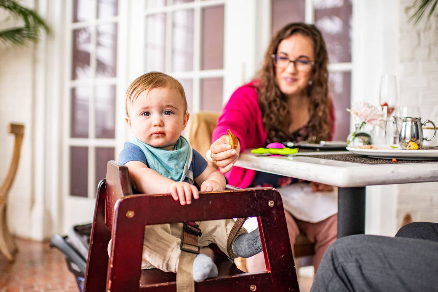 A family eating dinner during Mother's Day at Becca Restaurant & Garden