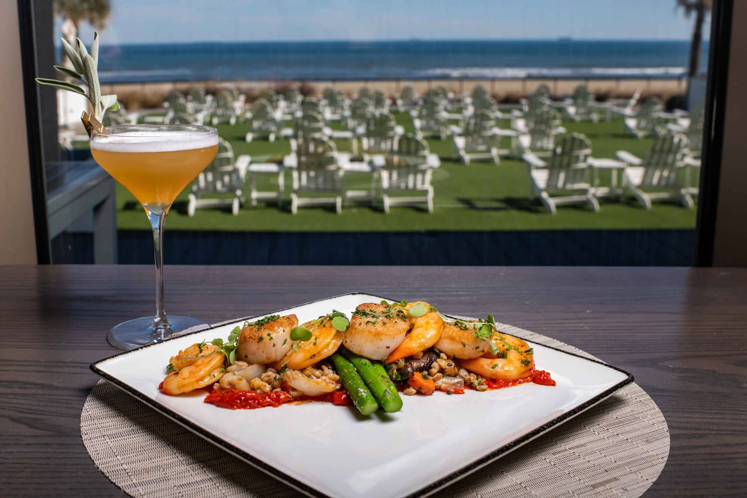 A plated seafood dish at Tulu Seaside Bar & Grill