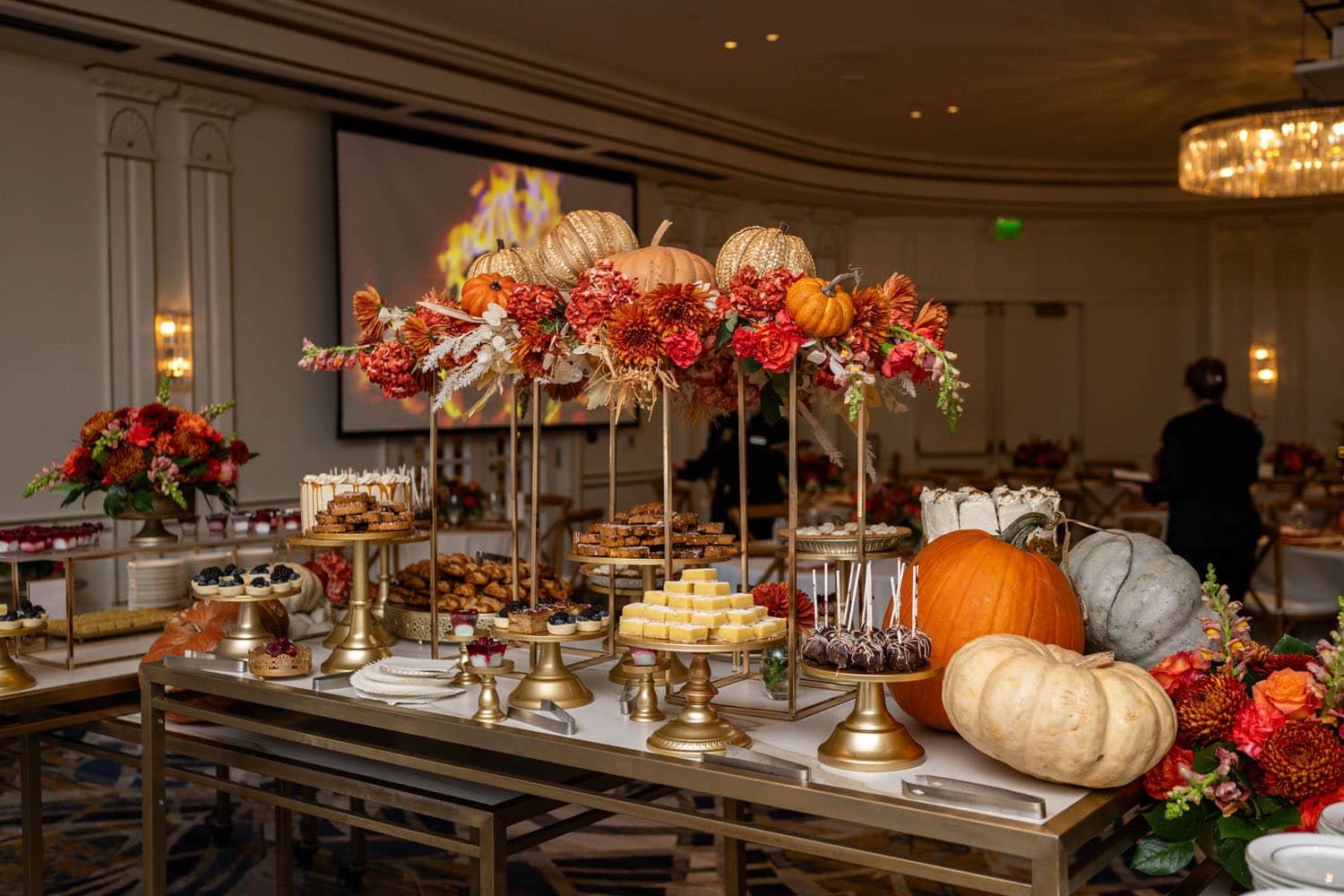 A Thanksgiving dining buffet at The Historic Cavalier Hotel's Crystal Ballroom