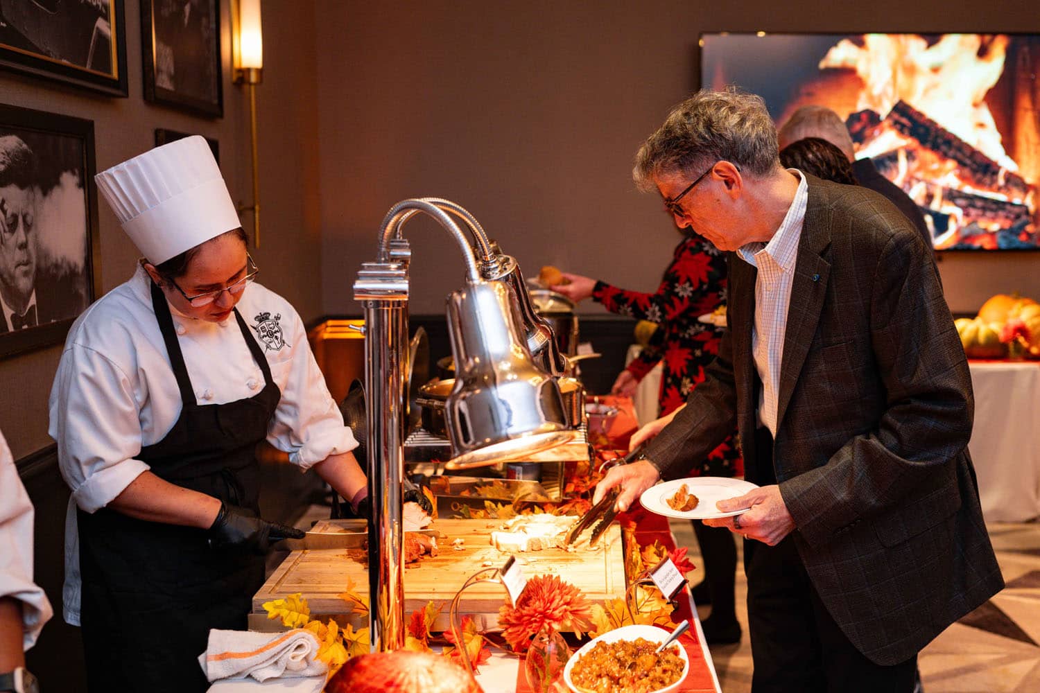 A Thanksgiving dining buffet at The Historic Cavalier Hotel's Crystal Ballroom