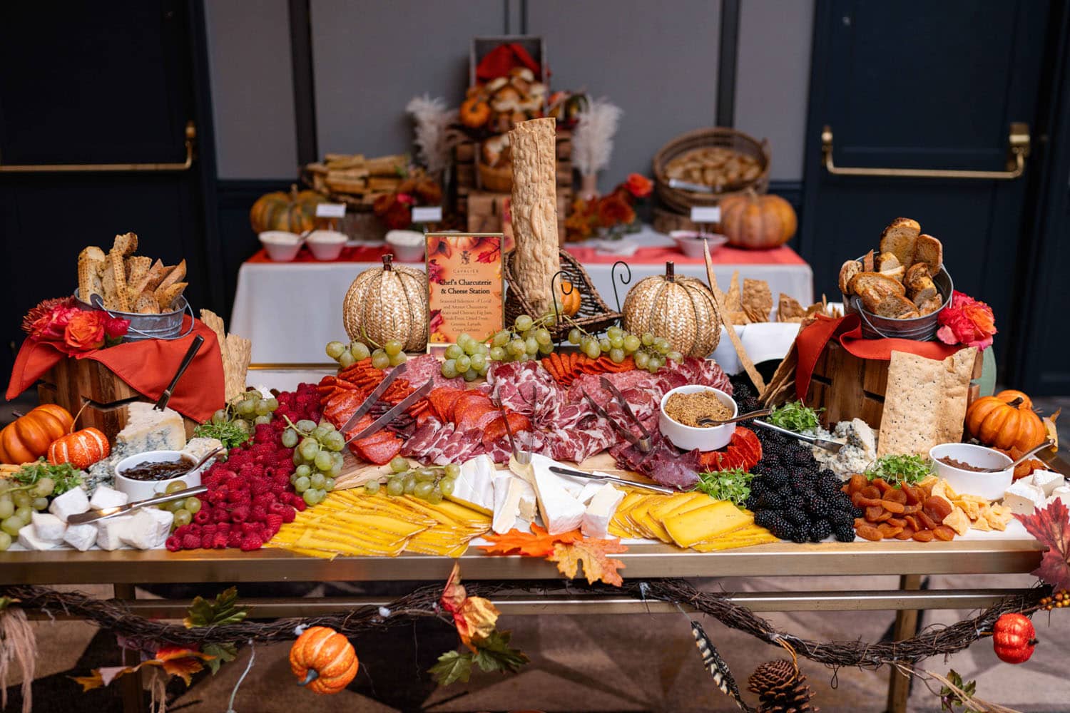 A Thanksgiving dining buffet at The Historic Cavalier Hotel's Crystal Ballroom