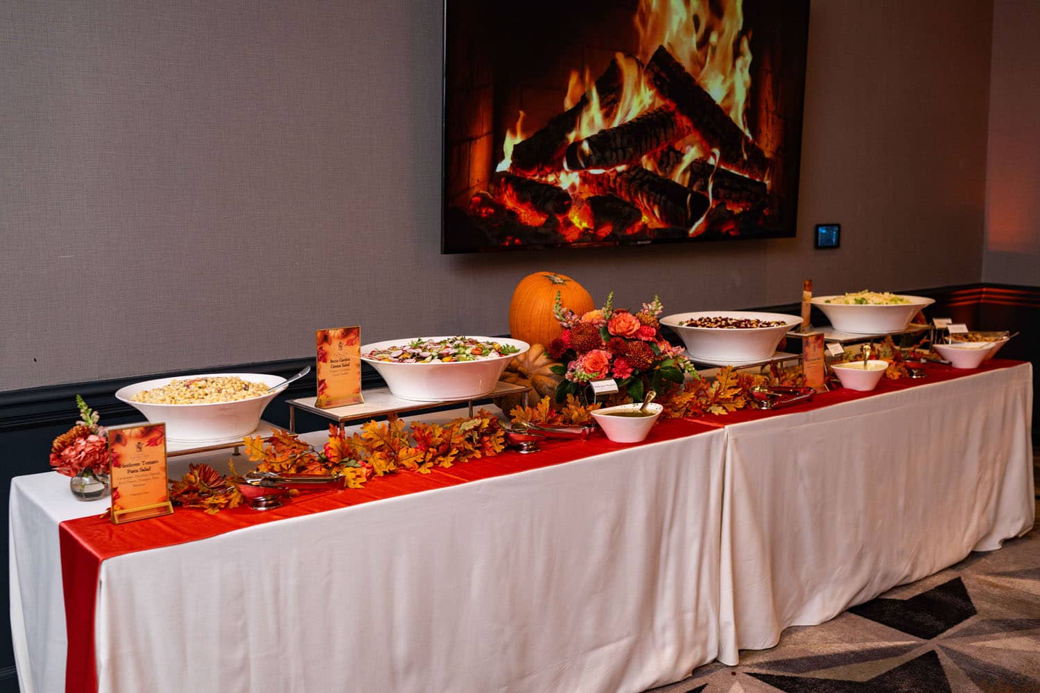 A Thanksgiving dining buffet at The Historic Cavalier Hotel's Crystal Ballroom