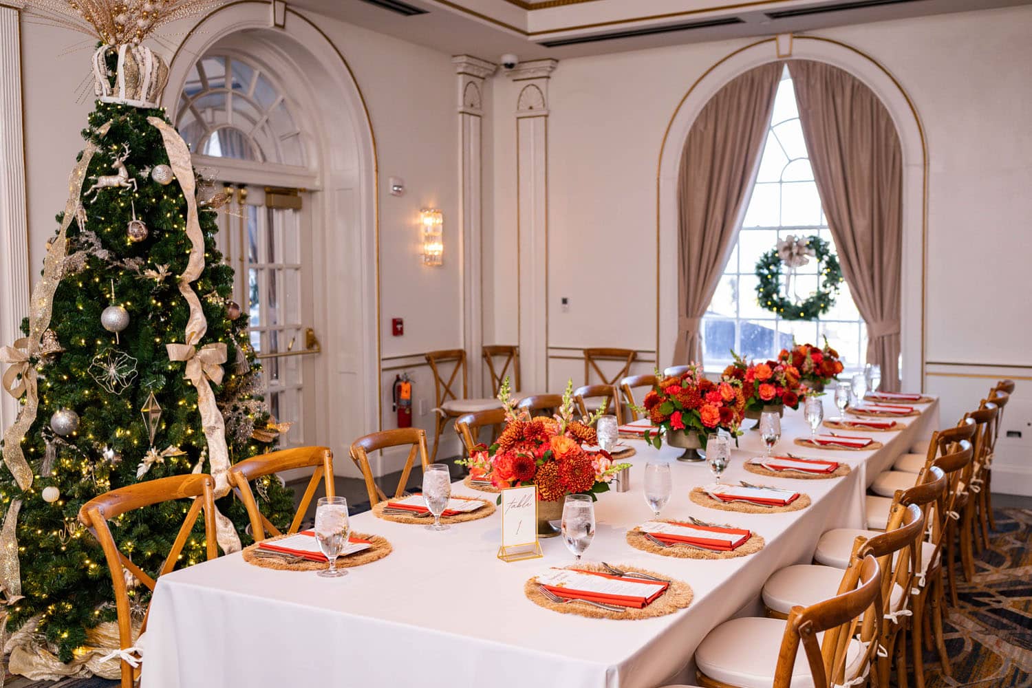 A Thanksgiving dining buffet at The Historic Cavalier Hotel's Crystal Ballroom
