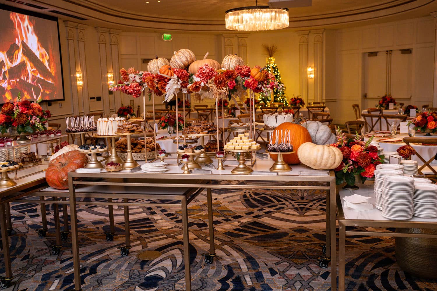 A Thanksgiving dining buffet at The Historic Cavalier Hotel's Crystal Ballroom