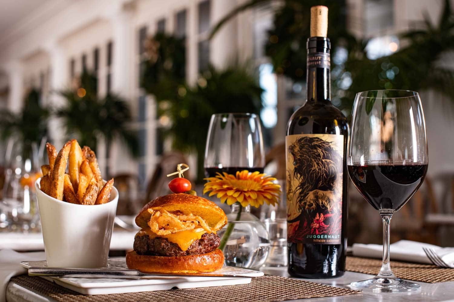 A burger night offering at Becca Restaurant & Garden