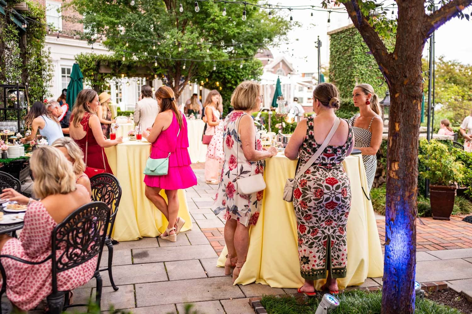 An outdoor garden party at The Historic Cavalier Hotel