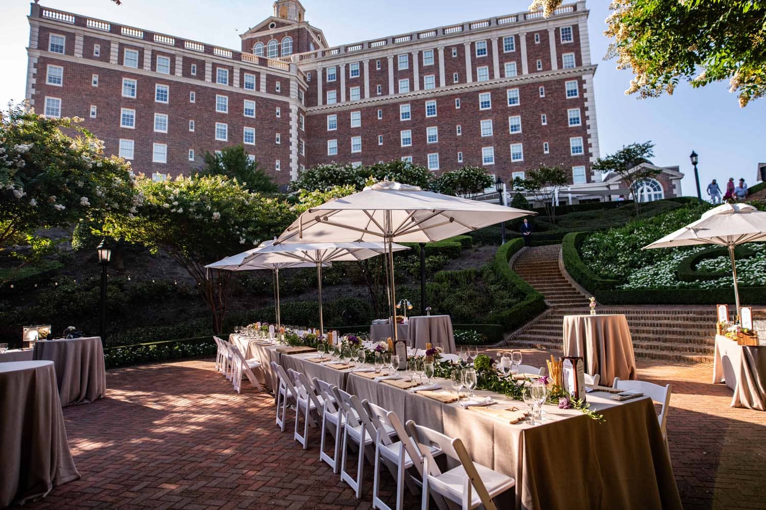 A special event at The Historic Cavalier Hotel's sunken garden