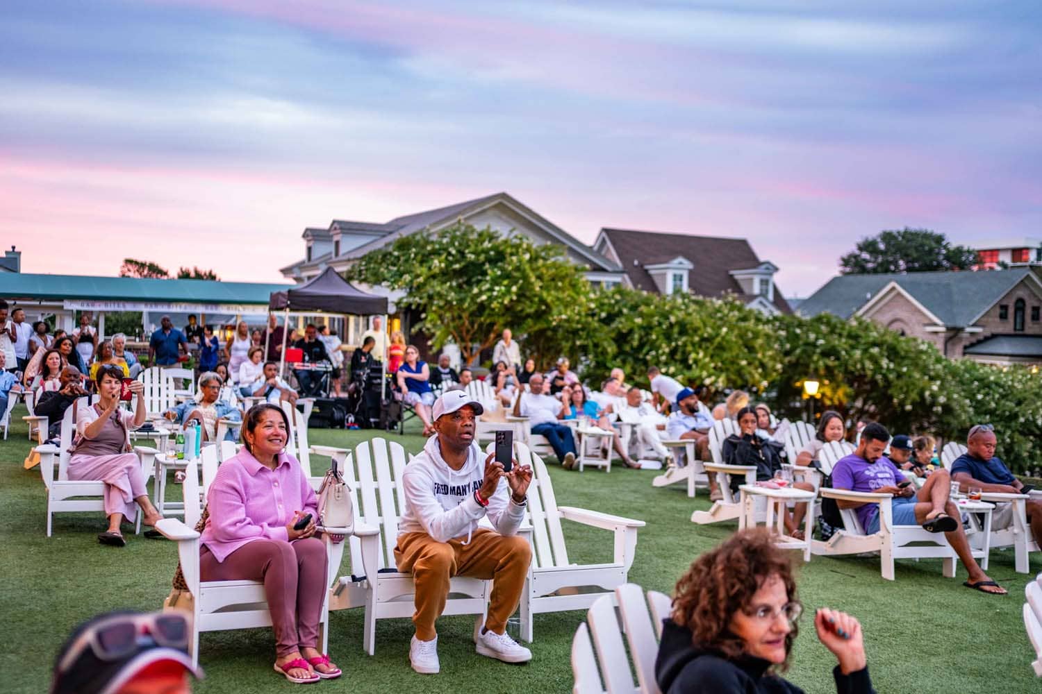 A live summer outdoor concert outside The Historic Cavalier Hotel