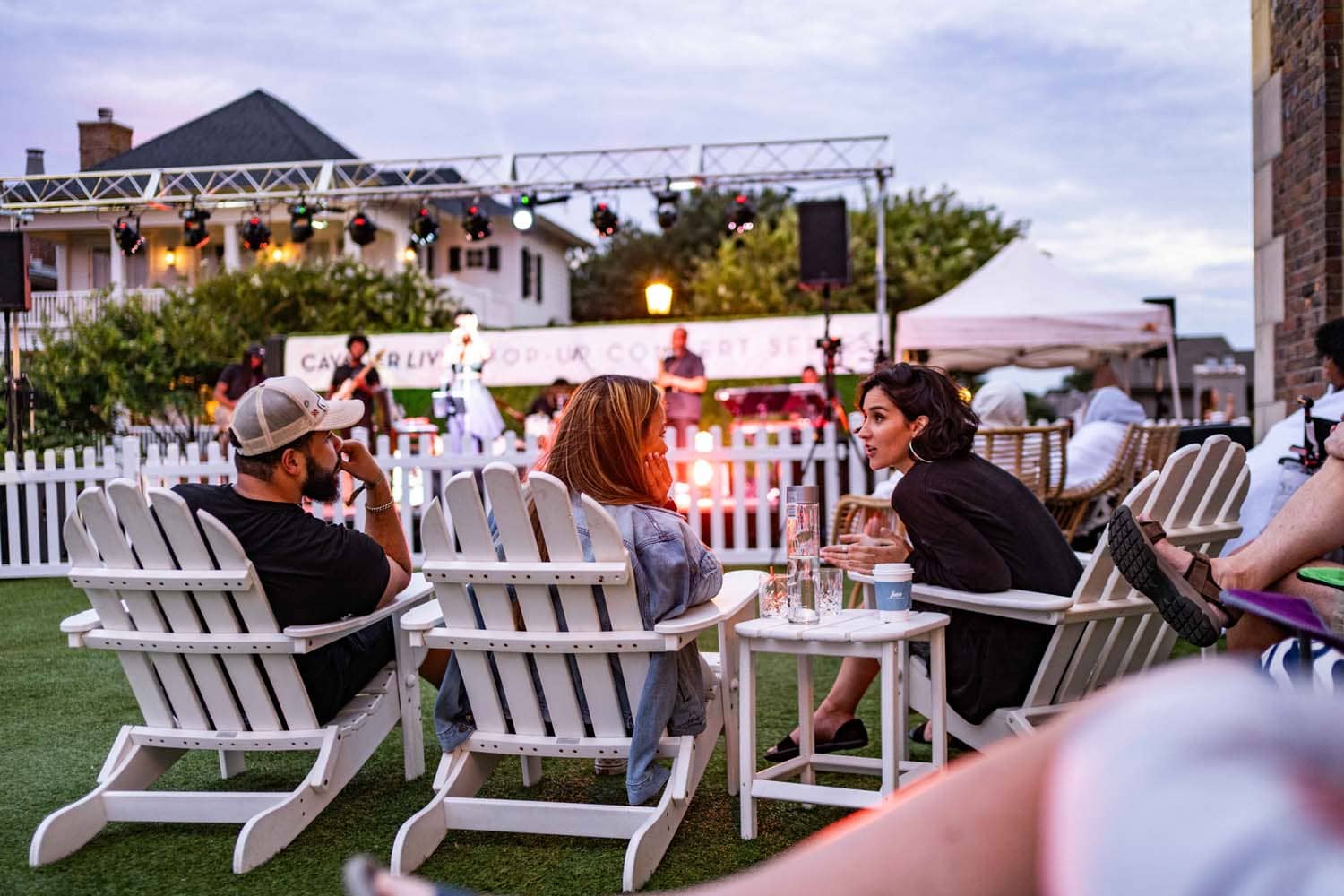 A live summer outdoor concert outside The Historic Cavalier Hotel