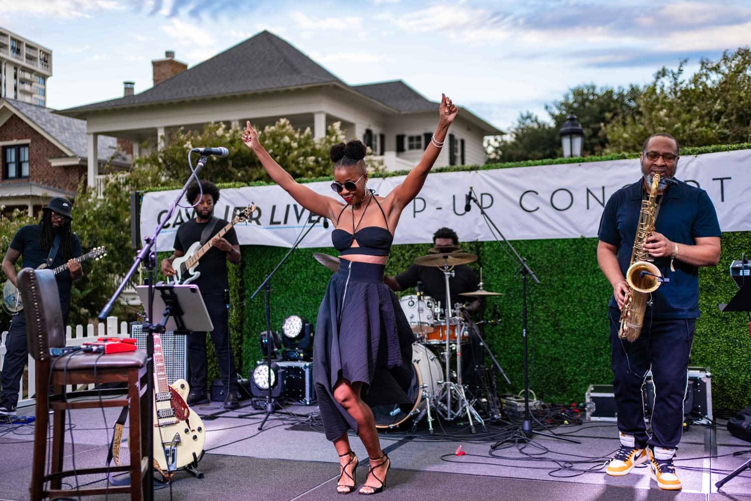 A live summer outdoor concert outside The Historic Cavalier Hotel