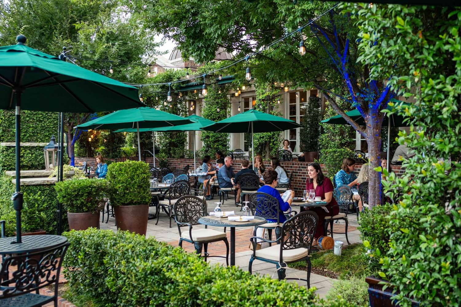 The outdoor dining patio at Becca Restaurant & Garden