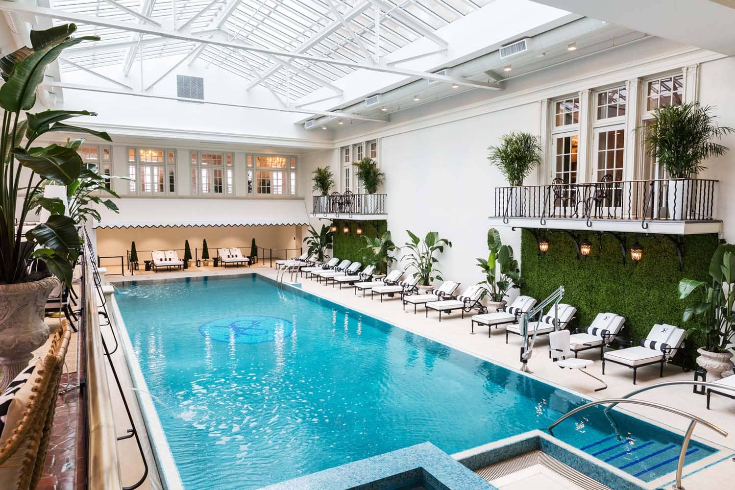 The indoor pool inside The Historic Cavalier Hotel