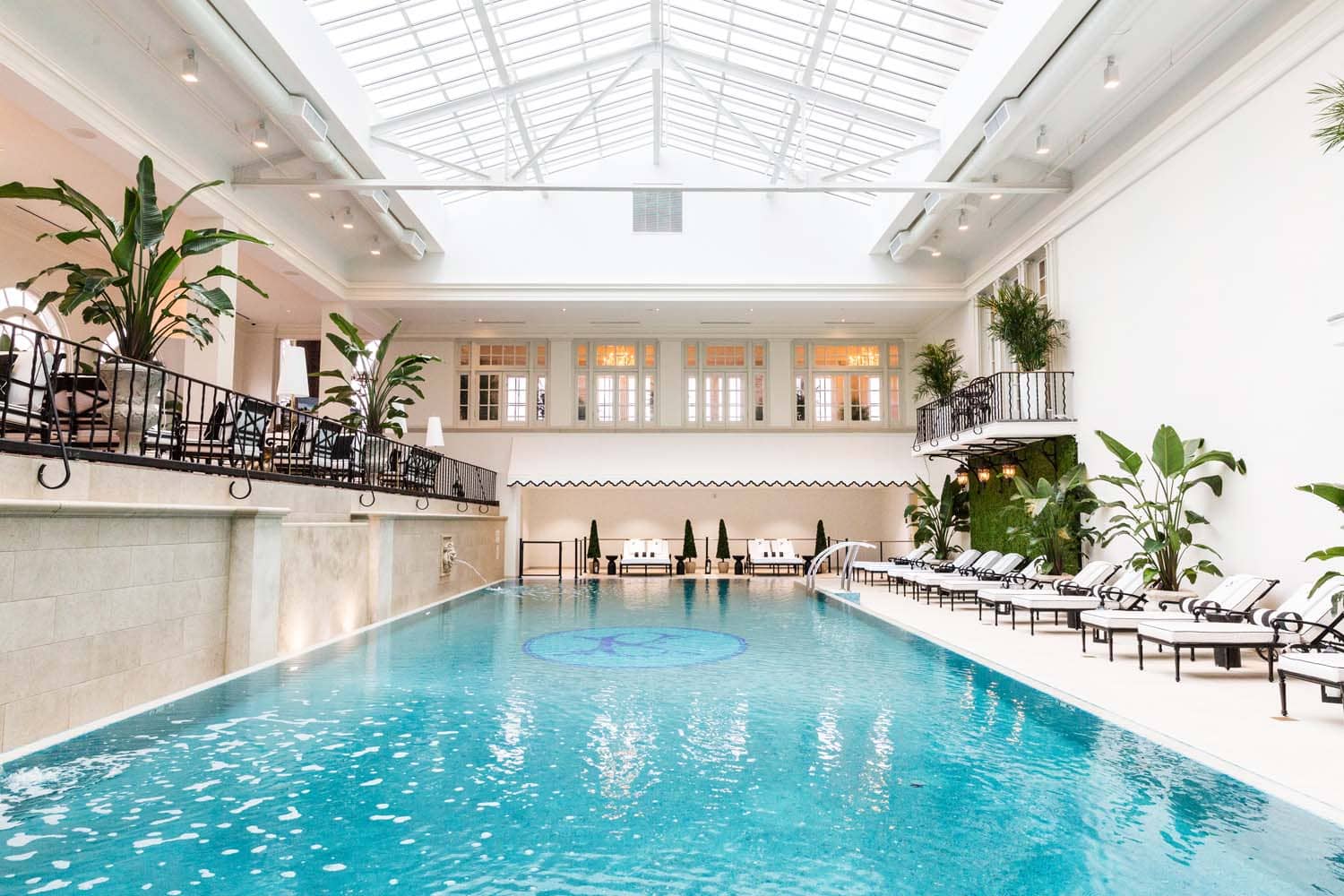 The indoor pool at The Historic Cavalier Hotel