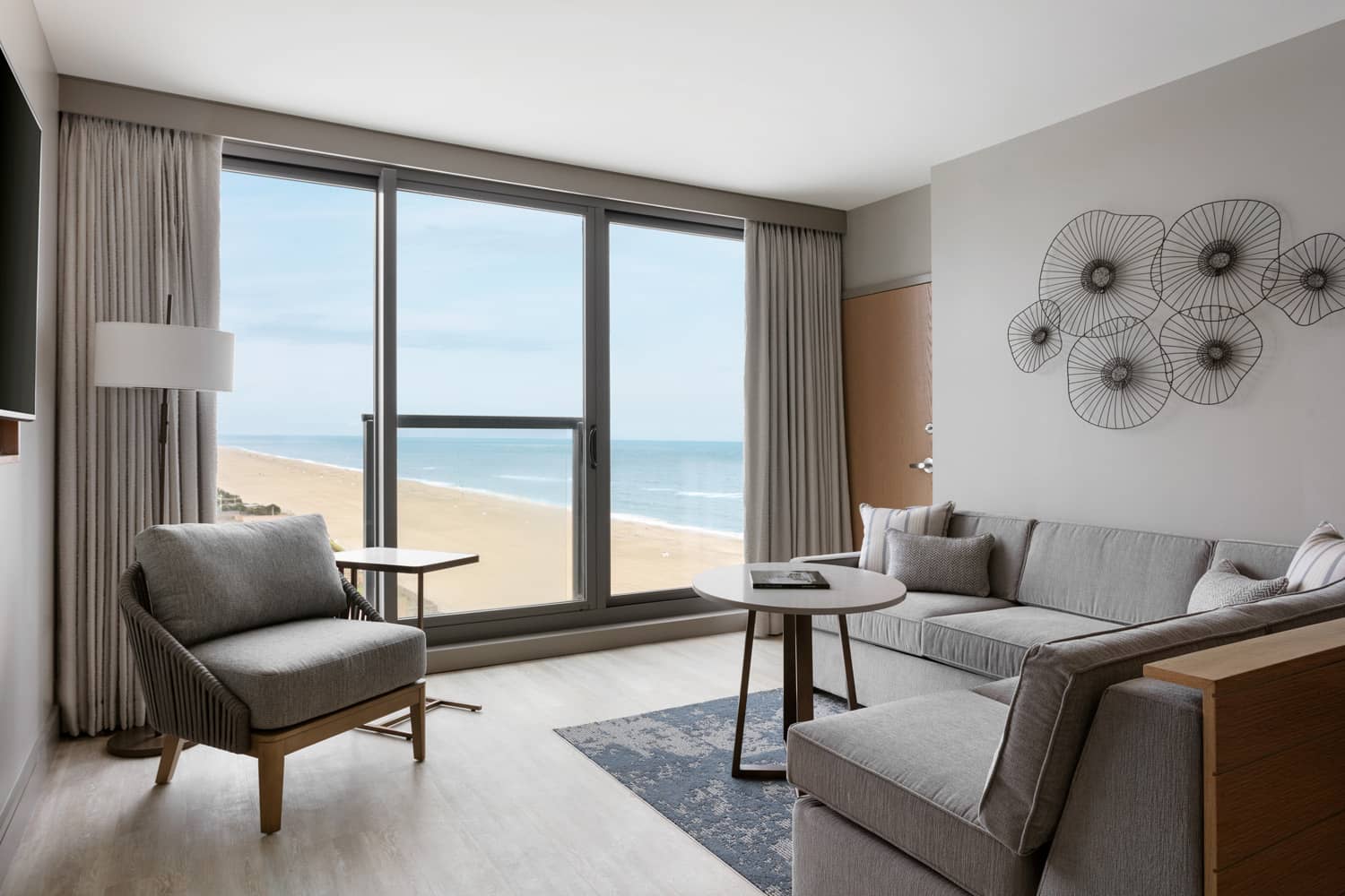 A junior suite with ocean views at the Marriott Virginia Beach Oceanfront Resort