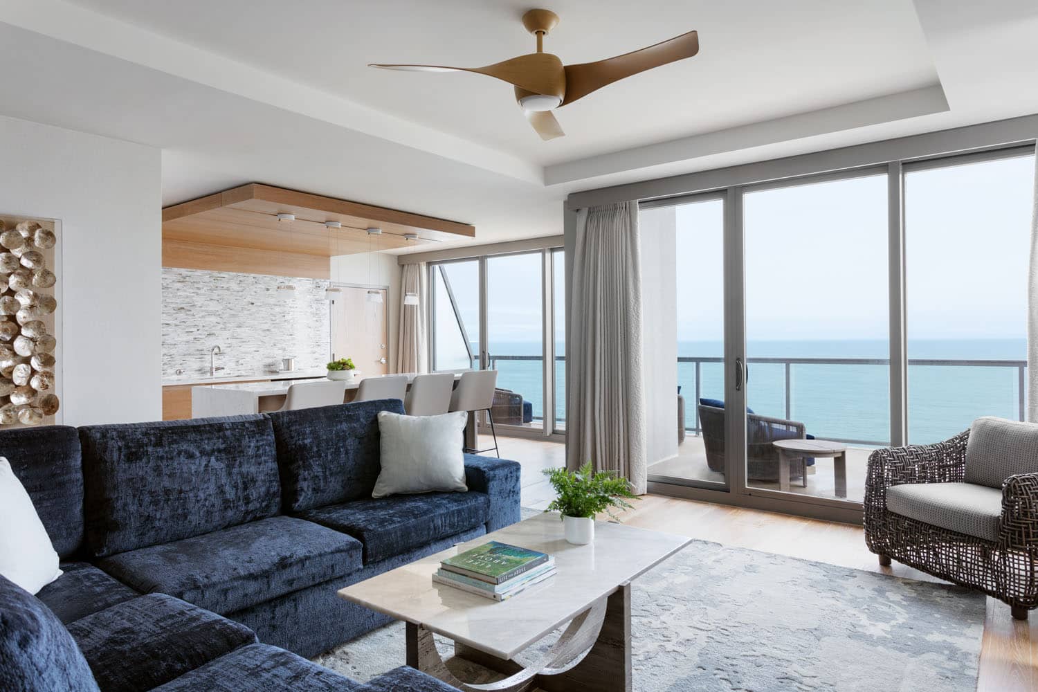 The presidential suite living area and kitchen inside the Marriott Virginia Beach Oceanfront Resort