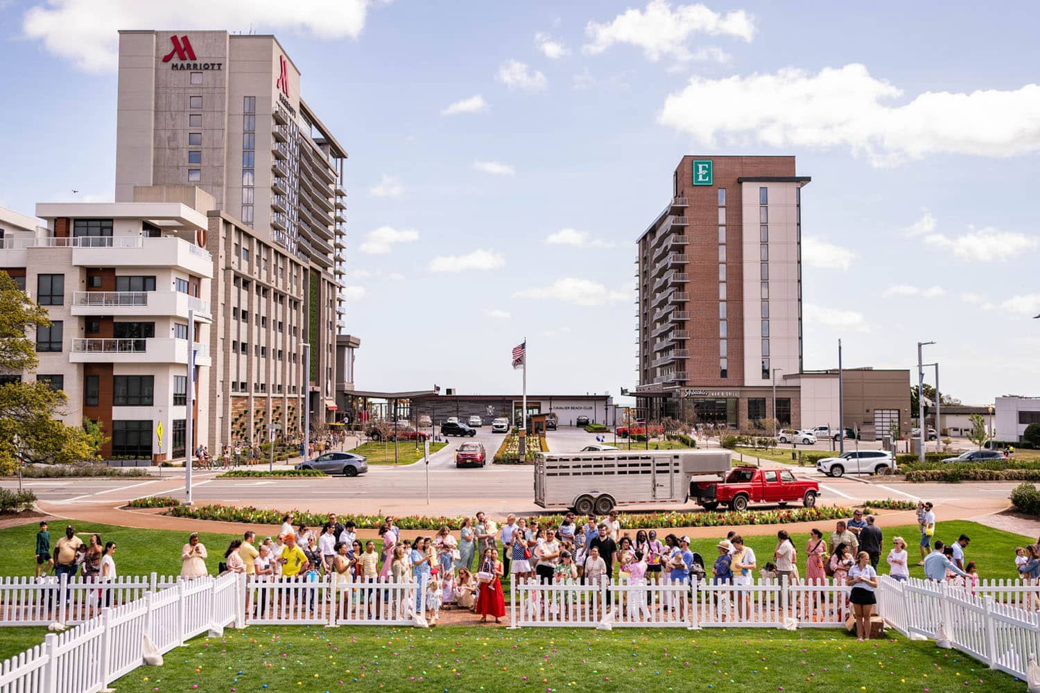 Children lined up for an Easter egg hunt at The Historic Cavalier Hotel
