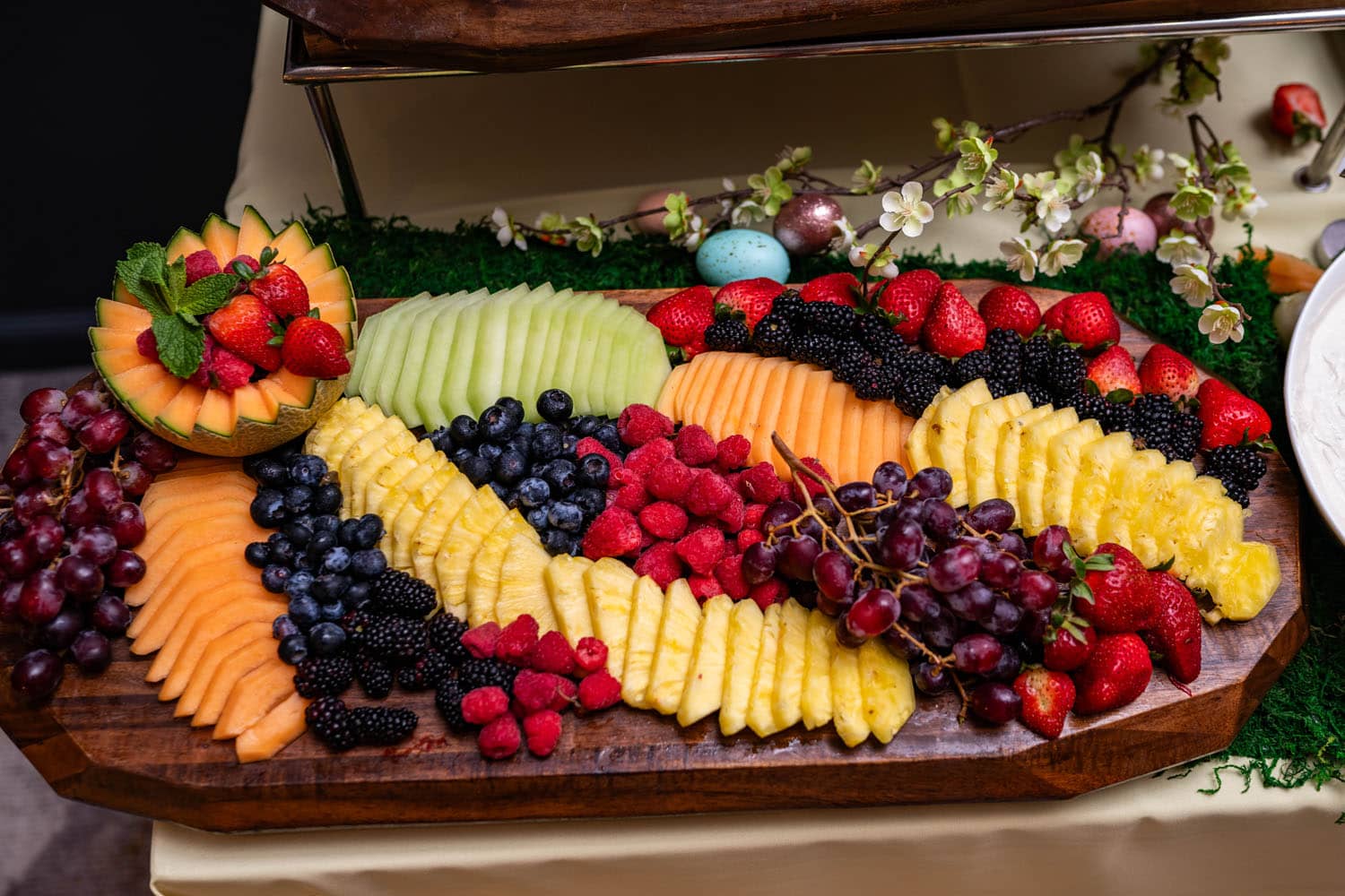 A fruit platter on a table during Easter at The Cavalier Hotel