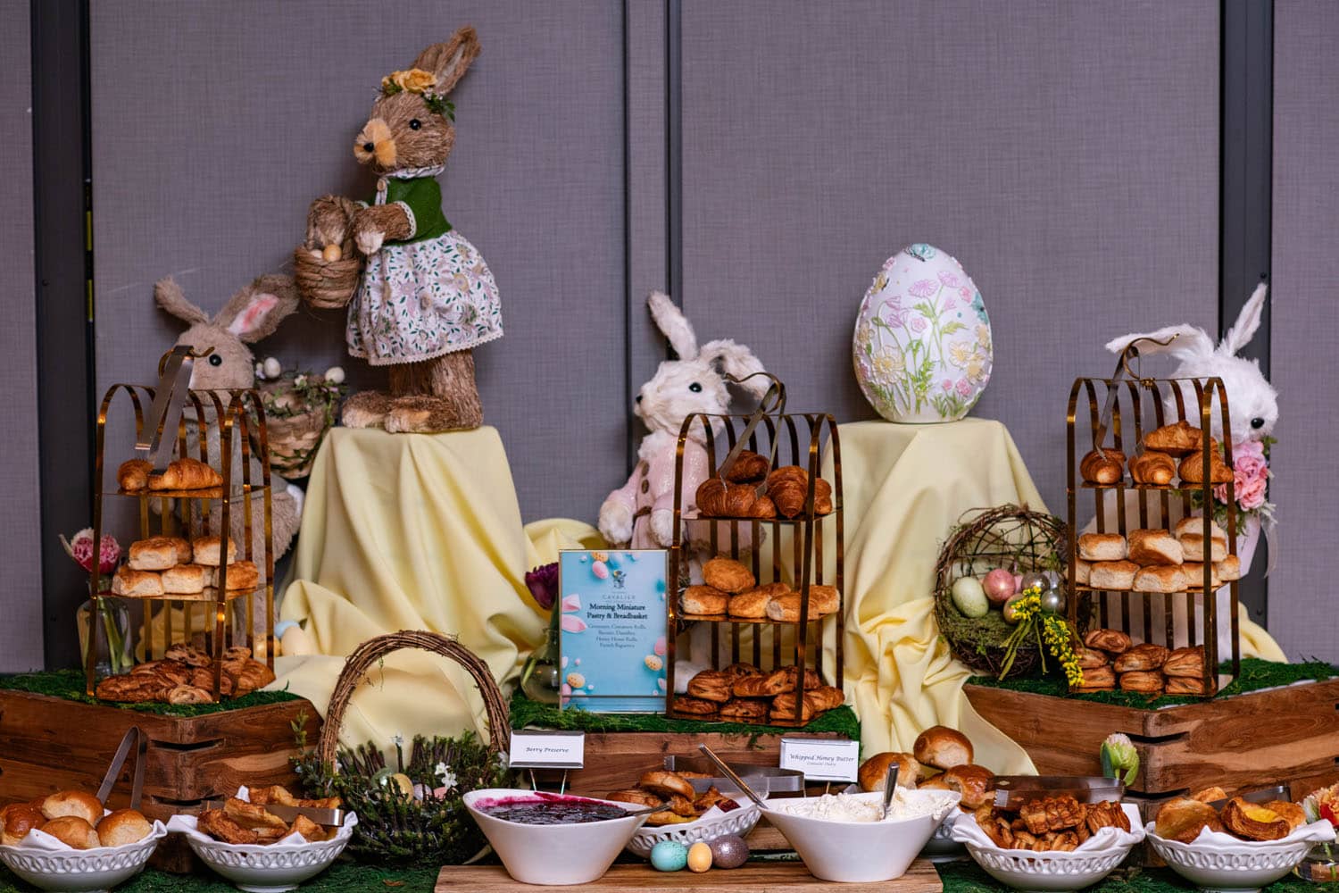 A table of desserts inside the Crystal Ballroom Easter Buffet