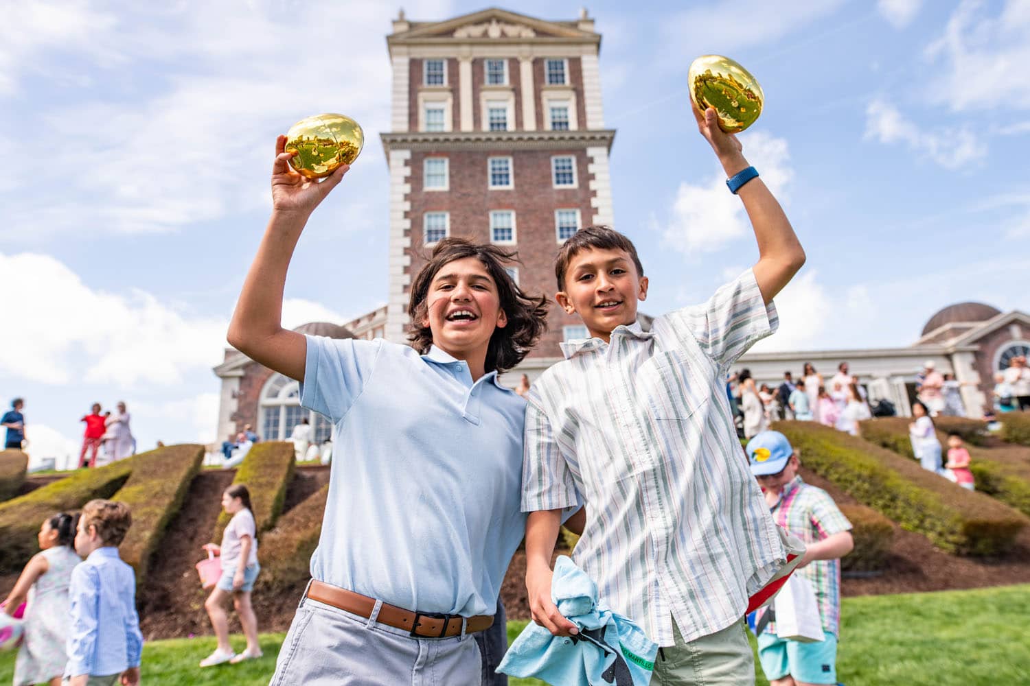 Children holding eggs during Easter at The Cavalier Hotel