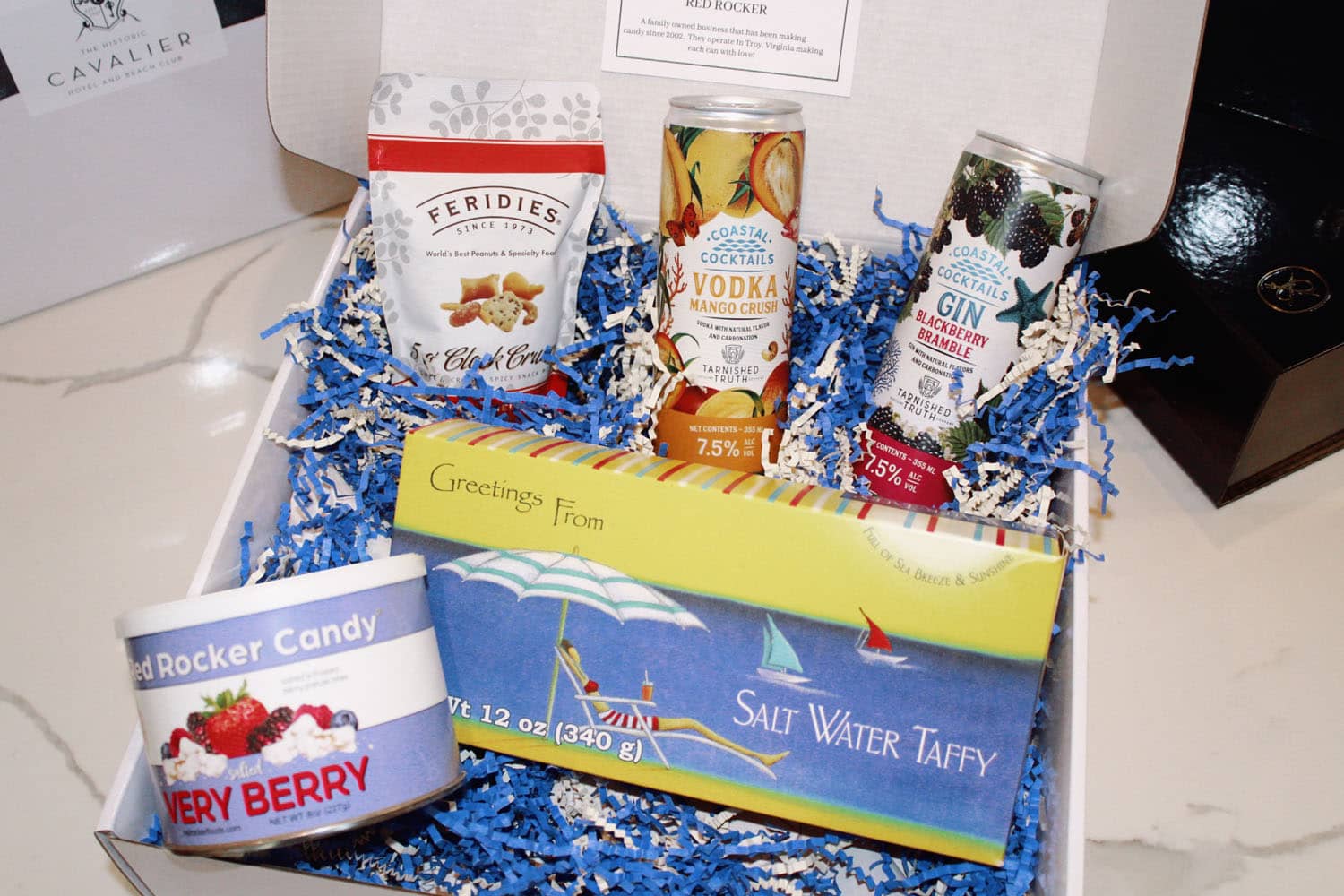 An in-room amenity offering at The Cavalier Hotel