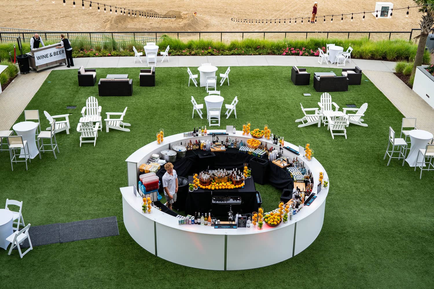 The outdoor ocean lawn at the Marriott Virginia Beach Oceanfront during a special event
