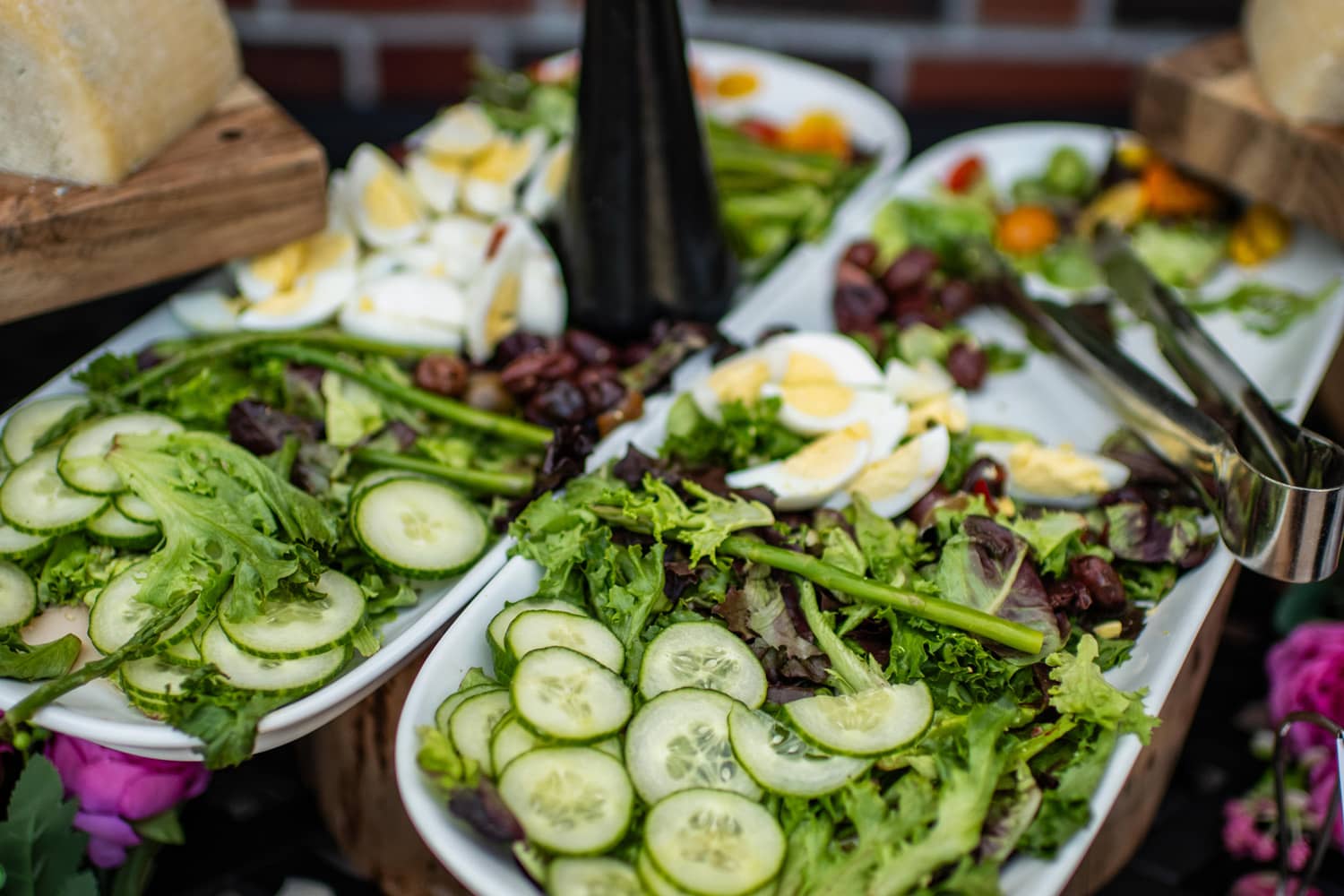 A platter of fresh vegetables on a table