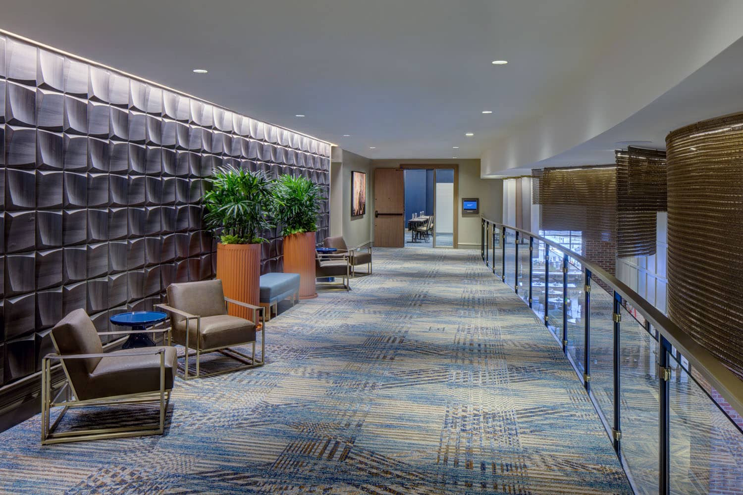 The interior lobby inside the Embassy Suites Virginia Beach Oceanfront Resort
