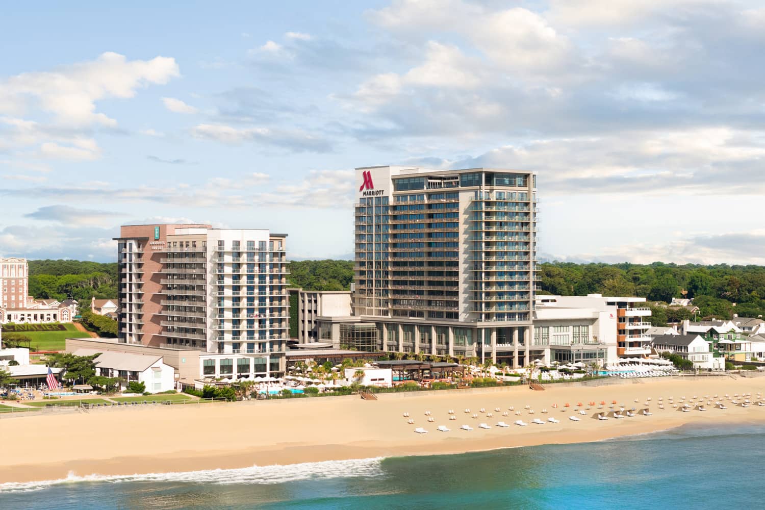 An aerial view of the Cavalier Resort Virginia Beach