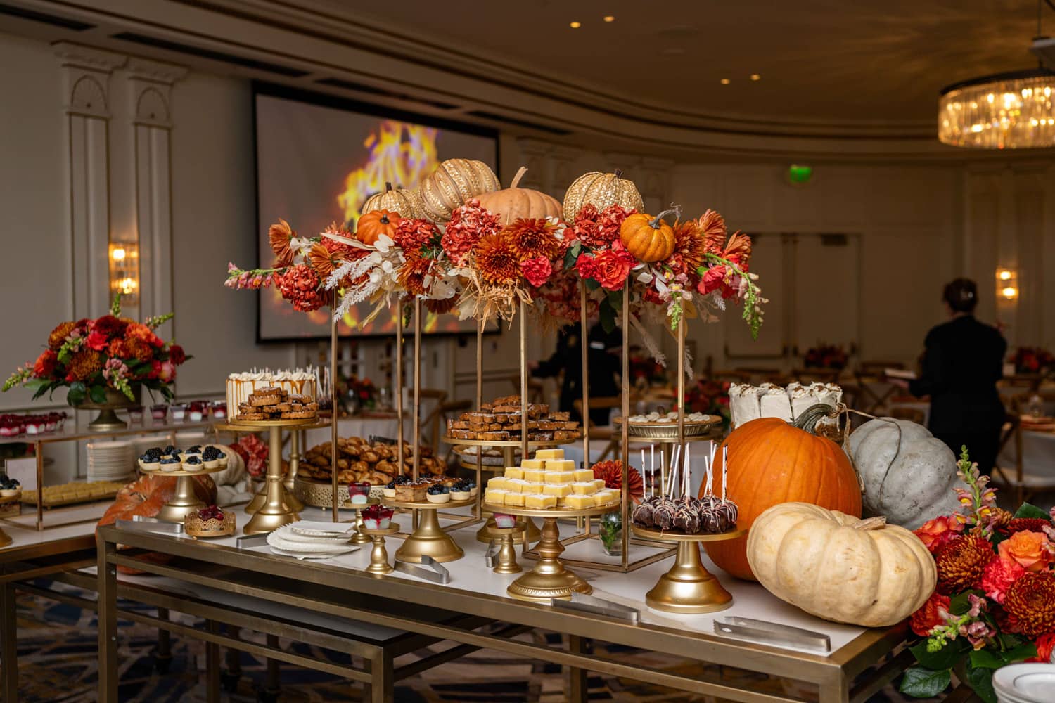A Thanksgiving buffet spread on a table at The Historic Cavalier Hotel